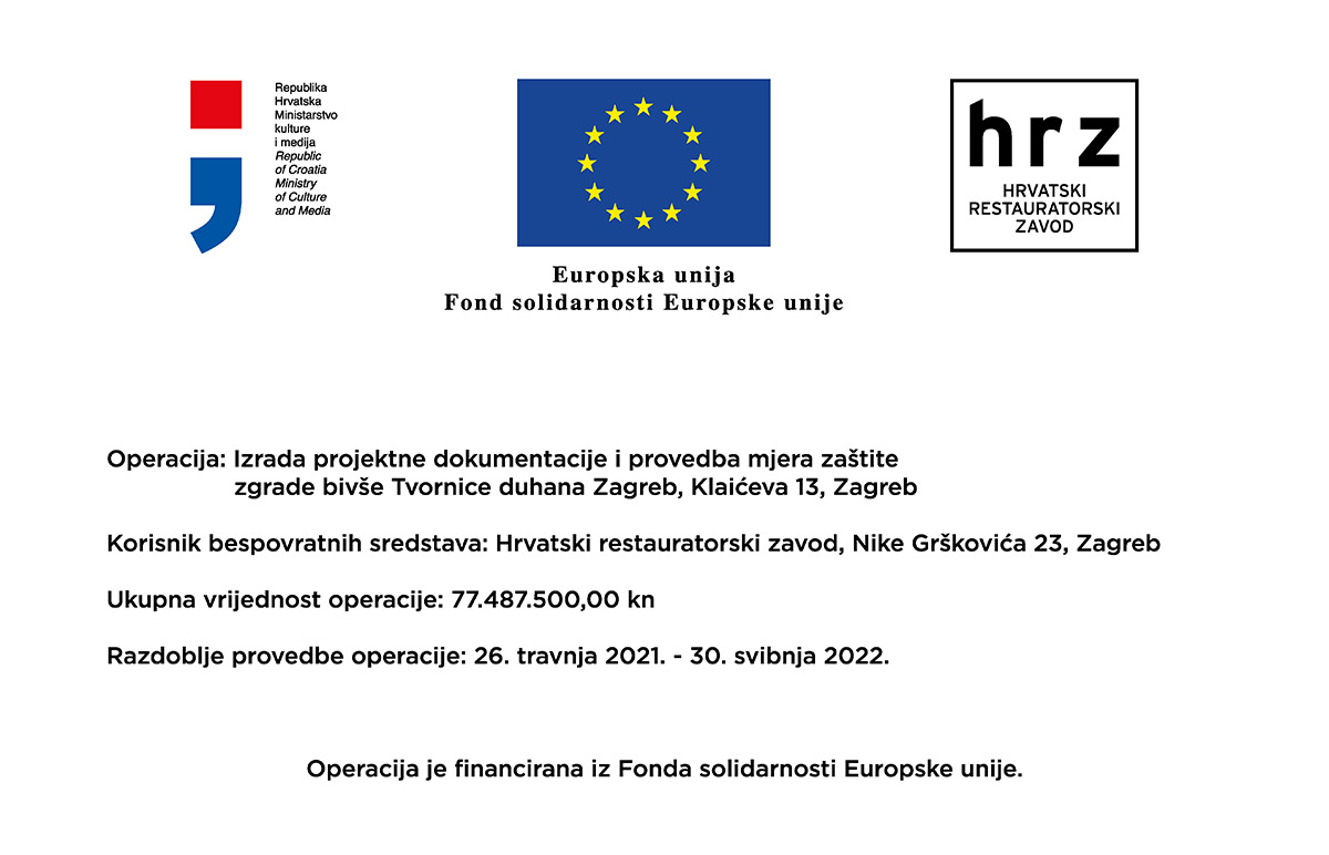 Izrada projektne dokumentacije i provedba mjera zaštite zgrade bivše Tvornice duhana Zagreb, Klaićeva 13, Zagreb